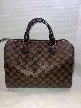 🔥🔥🔥 Louis Vuitton Speedy 30 Damier Ebene Canvas Handbag with Lock TH0067